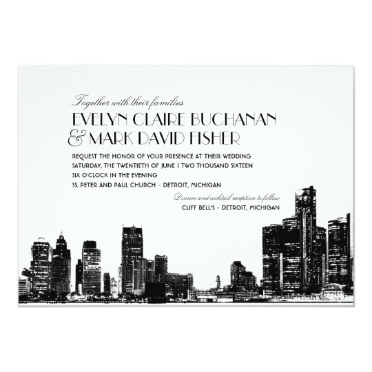 Wedding Invitation | Art Deco Detroit Skyline