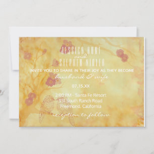 Wedding Invitation Asian Influence Yellow Golds