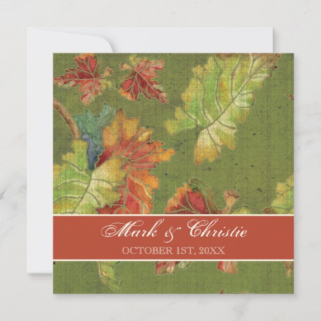 Wedding Invitation Autumn Grape Leaf Batik (Front)