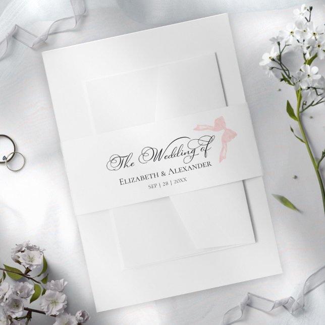 Wedding Invitation Belly Band | Bow Calligraphy (Creator Uploaded)