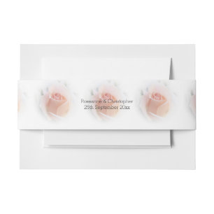 Wedding Invitation Belly Band Peach Pink Rosebud