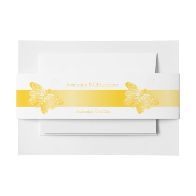 Wedding Invitation Belly Band Yellow Butterfly (Front Example)