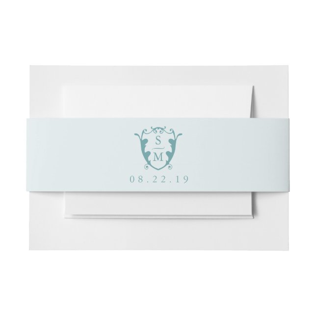 Wedding Invitation Belly Bands Monogram Turquoise Band (Front Example)