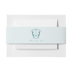 Wedding Invitation Belly Bands Monogram Turquoise Invitation Belly Band