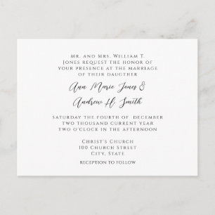 Wedding Invitation Black Corners Swirls on White