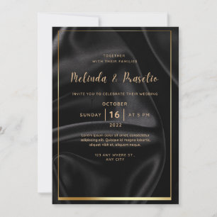 Wedding Invitation Black Gold Alcohol Ink