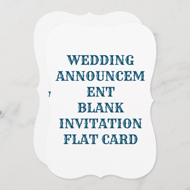 WEDDING INVITATION BLANK FLAT CARD (Front/Back)