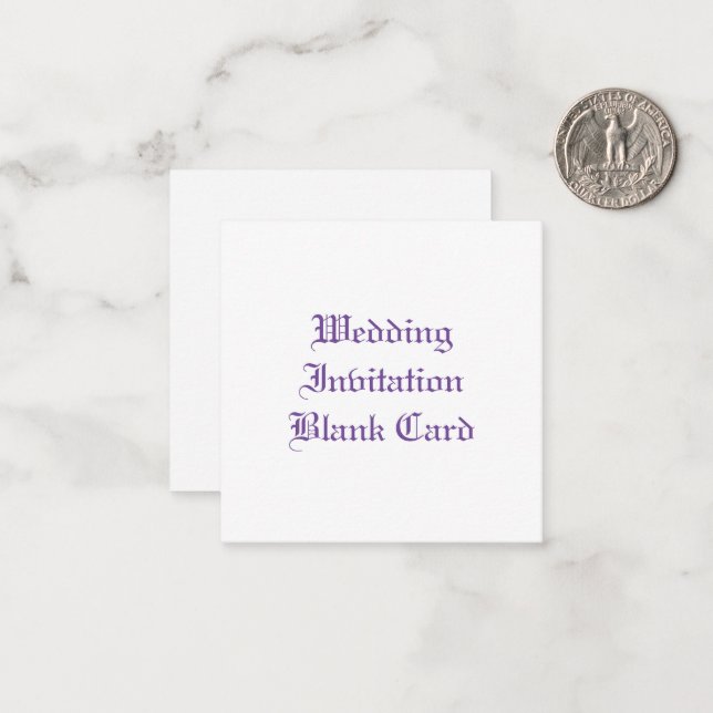 WEDDING INVITATION BLANK FLAT NOTE CARD (Front/Back In Situ)