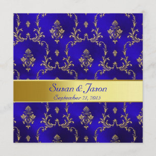 Wedding Invitation--Blue & Gold Invitation