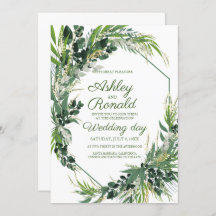 Wedding invitation Bohemian greenery herb