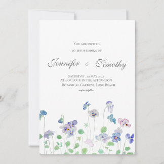 Wedding Invitation Botanical pansies 