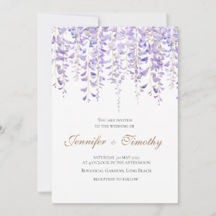 Wedding Invitation Botanical purple wisteria 