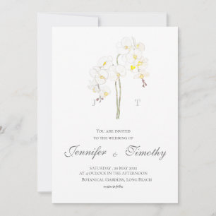 Wedding Invitation Botanical white orchid 
