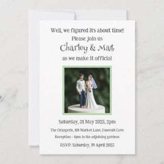 Wedding Invitation Bride Groom Cake Topper Quirky