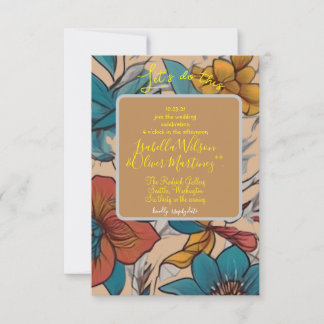wedding invitation brown foral