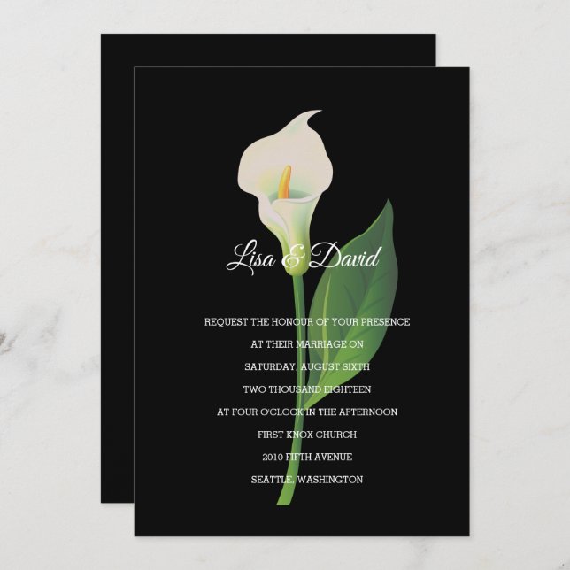 Wedding Invitation-Cala Lily Invitation (Front/Back)