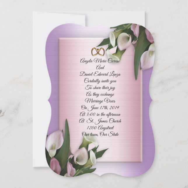 Wedding invitation calla lilies (Front)
