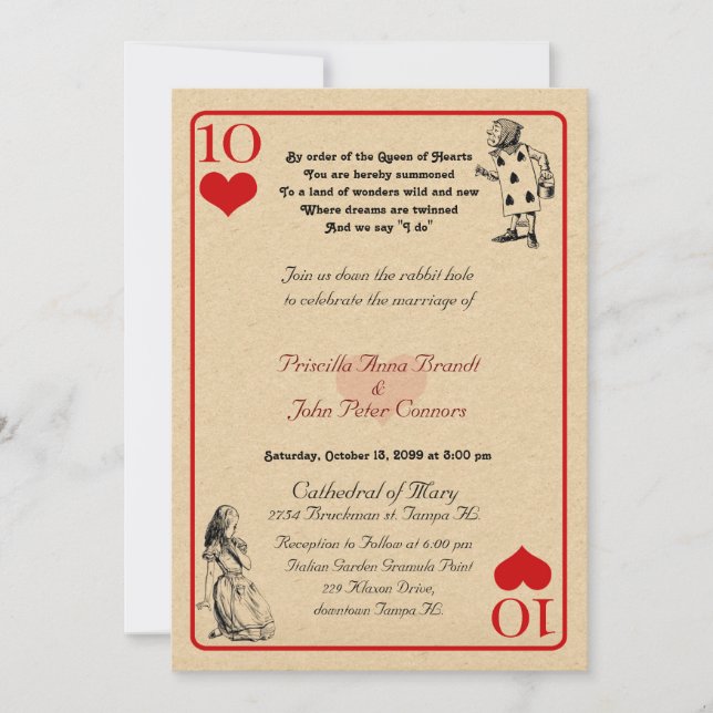 Wedding Invitation card "Alice in Wonderland" 5x7 (Front)