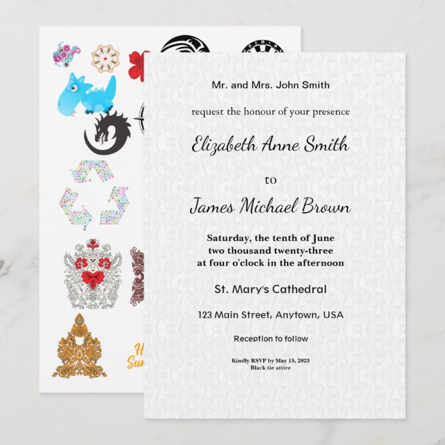 Wedding Invitation Card | Elegant Classic Script (Front/Back)