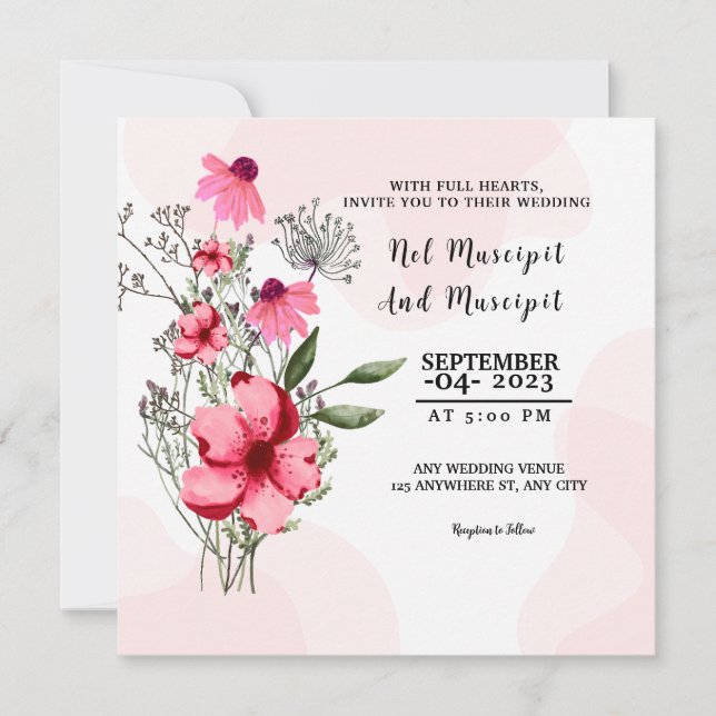 Wedding Invitation Card Elegant Square Card Design (Front)