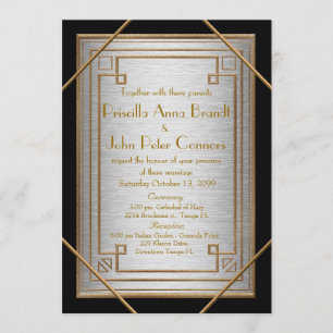Wedding invitation card,Great Gatsby, silver b
