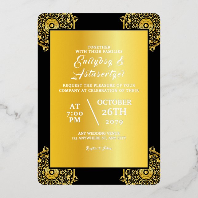 Wedding Invitation Card Luxury Gold Foil Design (Front)