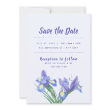 Wedding Invitation Card Purple Iris flowers