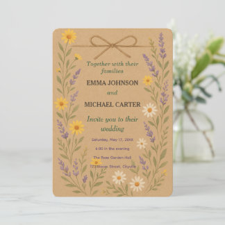 Wedding Invitation Card Rustic Wildflower 