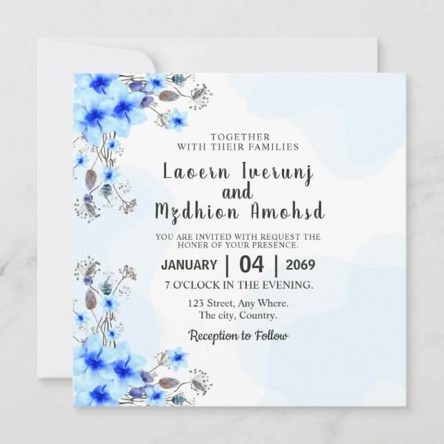 Wedding Invitation Card With Flower Design (Front)