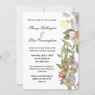 Wedding invitation card - with wildflower motif