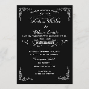 Wedding Invitation Chalkboard Black White