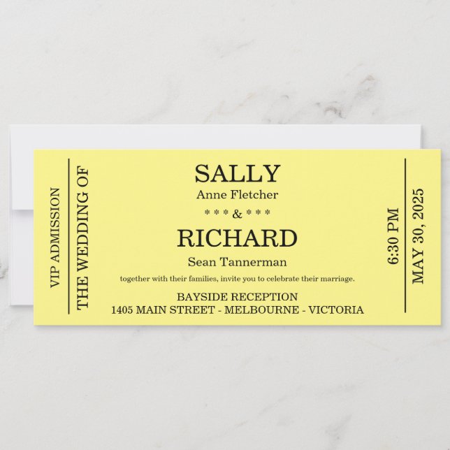 Wedding Invitation (Concert Ticket Styled) (Front)