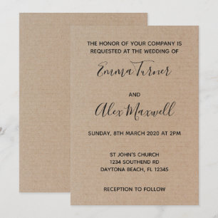 Wedding Invitation   Craft Paper Script