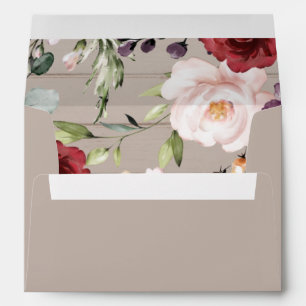 Wedding Invitation Cream Rustic Floral Envelope