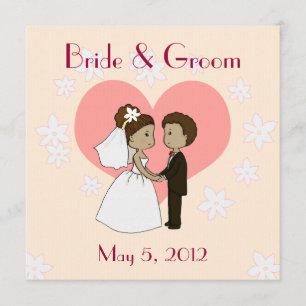 Wedding invitation cute couple cartoon