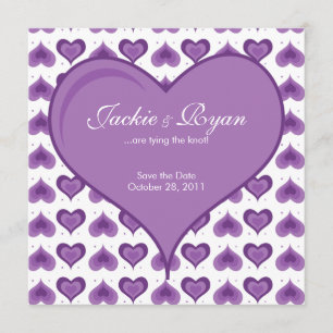 Wedding Invitation Cute Hearts Purple