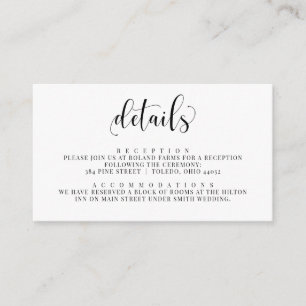 Wedding Invitation Details Insert Enclosure Card