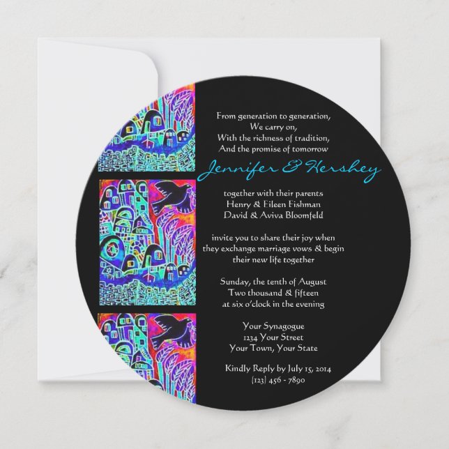 Wedding Invitation - Dove of Peace Ebony - Round (Front)