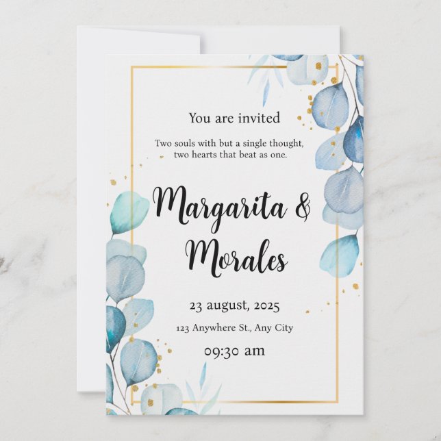 Wedding Invitation Editable Invite Modern (Front)