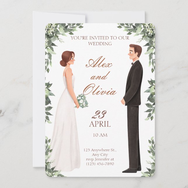 Wedding invitation, elegant and simple invitation (Front)
