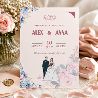 Wedding Invitation Elegant Blush Floral Card