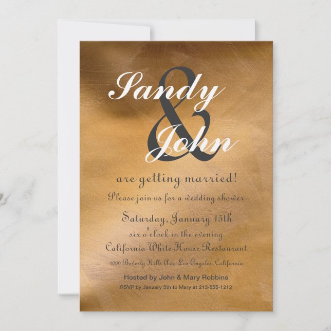 Wedding Invitation Elegant Copper Grey (Front)