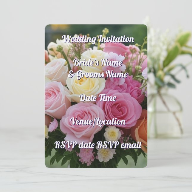 Wedding Invitation Elegant Floral Romanic Rustic (Standing Front)