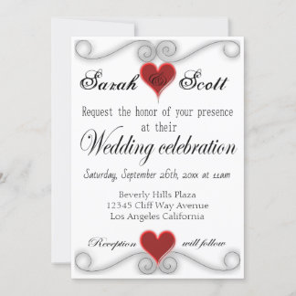 WEDDING INVITATION Elegant Modern Red Heart