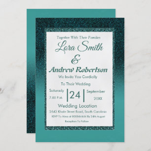 Wedding Invitation  Elegant peacock Glitter