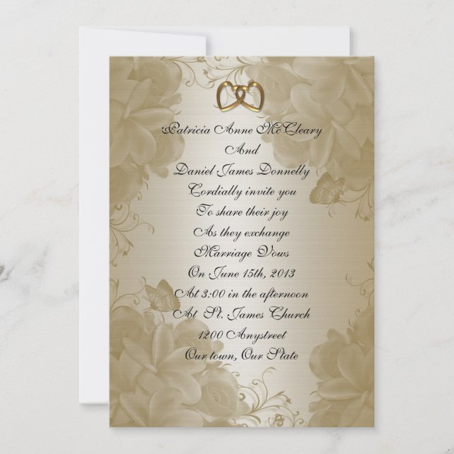 Wedding invitation elegant satin Frangipani (Front)