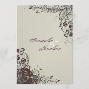 Wedding Invitation - Elegant Shattered Red Rose