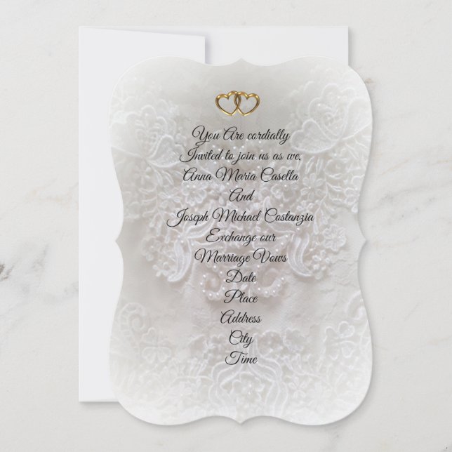 Wedding Invitation Elegant soft focus lace  (Front)