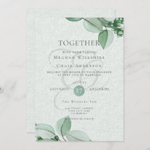 Wedding Invitation Elegant Watercolor Eucalyptus