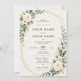 wedding invitation, elegant wedding invitation, fl invitation